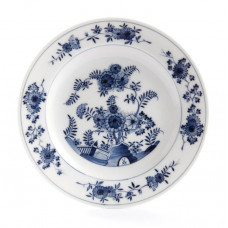 Teller, Indisches Terrassenmuster, schieferblau, weißer Rand, ø 19 cm