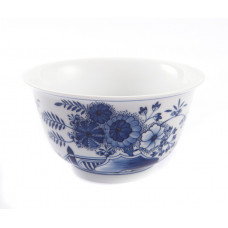 Müslischale, Indisches Terrassenmuster, schieferblau, weißer Rand, L 16 cm