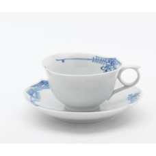 Teetasse m.U., Blaue Hortensie, kobaltblau, weißer Rand, V 0,17 l