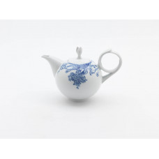 Teekanne, Blaue Hortensie, kobaltblau, weißer Rand, V 1,05 l