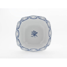 Sch&uuml;ssel, eckig, Lorbeerfestonmalerei mit Bukett, kobaltblau, wei&szlig;er Rand, L 26 cm