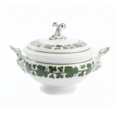 Terrine, rd.m.A.  mit Schnörkel, Voller grüner Weinkranz, weißer Rand, 0,65 l