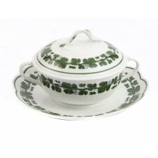 Suppennapf 3tlg., Voller grüner Weinkranz, weißer Rand, 0,25 l