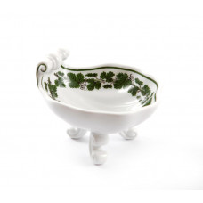 Salzgef&auml;&szlig;, Voller gr&uuml;ner Weinkranz, wei&szlig;er Rand, 8x7 cm