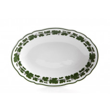 Beilageschale oval, Voller grüner Weinkranz, weißer Rand, 26,5 cm