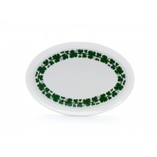 Platte, oval, Voller gr&uuml;ner Weinkranz, wei&szlig;er Rand, 32 cm