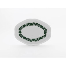 Platte, oval, Voller gr&uuml;ner Weinkranz, wei&szlig;er Rand, 29 cm