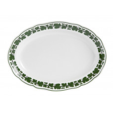 Platte, oval, Voller gr&uuml;ner Weinkranz, wei&szlig;er Rand, L 42 cm