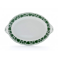 Schale zu 00029, Voller gr&uuml;ner Weinkranz, wei&szlig;er Rand, 50 cm