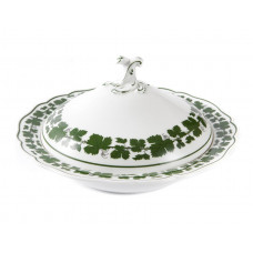 Gemüsenapf, rund, Voller grüner Weinkranz, weißer Rand, 22 cm