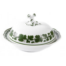 Gemüsenapf, rund, Voller grüner Weinkranz, weißer Rand, 23,5 cm