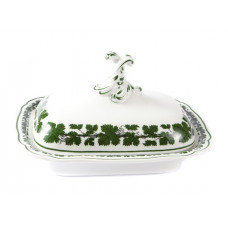 Gemüsenapf, eck., Voller grüner Weinkranz, weißer Rand, 20 cm