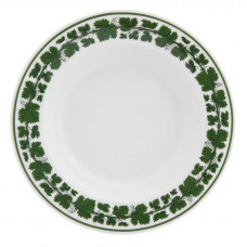 Suppenteller, Voller grüner Weinkranz, weißer Rand, 24 cm