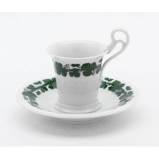 Mokkatasse m.U., Voller grüner Weinkranz, weißer Rand, 0,08 l