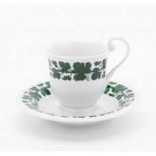 Kaffeetasse m.U., Voller grüner Weinkranz, weißer Rand, 0,1 l