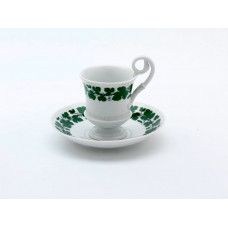 Tasse m.U., Voller grüner Weinkranz, weißer Rand, 0,1 l