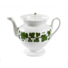 Teekanne, Voller grüner Weinkranz, weißer Rand, 1,3 l