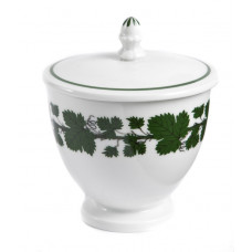 Zuckerdose, Voller grüner Weinkranz, weißer Rand, 8,5 cm