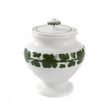 Zuckerdose, Voller grüner Weinkranz, weißer Rand, 10 cm