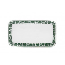 Platte,rechteck., Voller gr&uuml;ner Weinkranz, wei&szlig;er Rand, L 23 cm