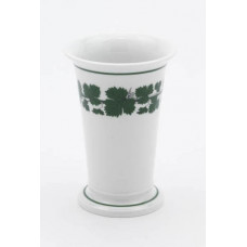 Vase, Voller grüner Weinkranz, weißer Rand, H 13 cm