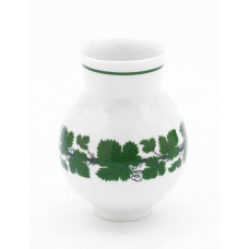 Vase, Voller grüner Weinkranz, weißer Rand, H 12,5 cm
