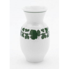 Vase, Voller grüner Weinkranz, weißer Rand, H 18 cm