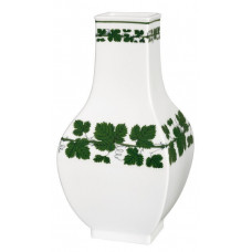 Vase, Voller grüner Weinkranz, weißer Rand, H 25,5 cm