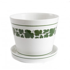 Blumentopf, Voller grüner Weinkranz, weißer Rand, H 19,5 cm