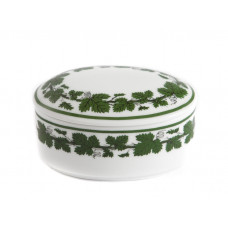 Dose, Voller grüner Weinkranz, weißer Rand, L 7 cm