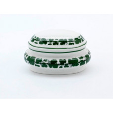 Dose, Voller grüner Weinkranz, weißer Rand, L 12 cm