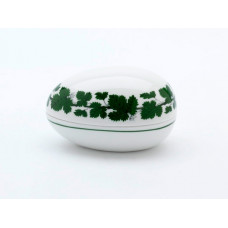 Dose, Voller grüner Weinkranz, weißer Rand, 12x8 cm