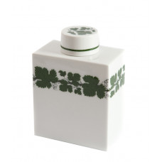 Teedose, Voller grüner Weinkranz, weißer Rand, H 12,6 cm