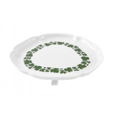 Platte mit F&uuml;&szlig;en, Voller gr&uuml;ner Weinkranz, wei&szlig;er Rand, 22,5 cm