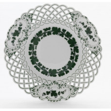 Teller, durchbr., Voller grüner Weinkranz, weißer Rand, ø 29 cm