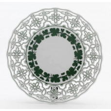 Schale, durchbr., Voller grüner Weinkranz, weißer Rand, ø 24 cm