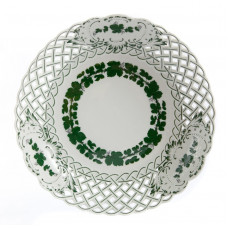Schale,durchbr. rund, Voller grüner Weinkranz, weißer Rand, ø 27 cm