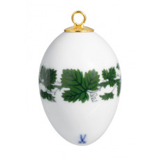 Miniatur-Ei, Voller gr&uuml;ner Weinkranz, wei&szlig;er Rand, H 4,5 cm