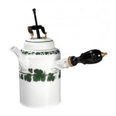 Schokokanne, Voller grüner Weinkranz, weißer Rand, V 1 l Schokokanne, Voller grüner Weinkranz, weißer Rand, V 1 l