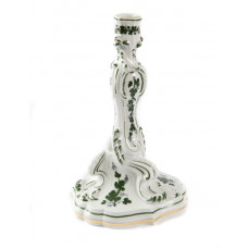 Leuchter, Voller grüner Weinkranz, Goldrand, H 25 cm