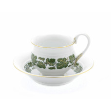 Kaffeetasse m.U., Voller grüner Weinkranz, Goldadern, Goldrand, 0,2 l