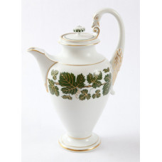 Kaffeekanne, Voller grüner Weinkranz, Goldadern, Goldrand, 0,6 l