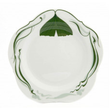 Teller, Ginkgoblatt mit Lösungsmalerei, grün, weißer Rand, ø 21 cm
