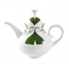Teekanne, Ginkgoblatt mit Lösungsmalerei, grün, weißer Rand, V 1,15 l