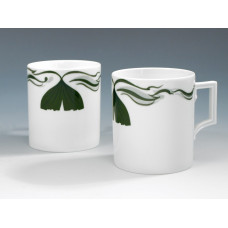 Kaffeebecher, Ginkgoblatt mit Lösungsmalerei, grün, weißer Rand, V 0,25 l