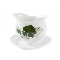 Sauciere, Vinum, Weinblatt mit Ranken, gr&uuml;n, wei&szlig;er Rand, V 0,35 l