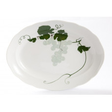 Platte, oval, Vinum, Weinblatt mit Ranken, gr&uuml;n, wei&szlig;er Rand, L 36,5 cm