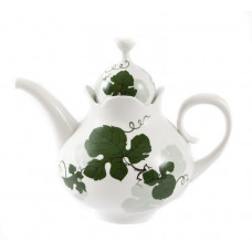 Teekanne, Vinum, Weinblatt mit Ranken, grün, weißer Rand, V 1,15 l