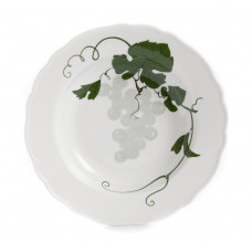 Suppenteller, Weinblatt mit Weintraube,grün,mit Lösungsmalerei,weißer Rand, ø 22 cm