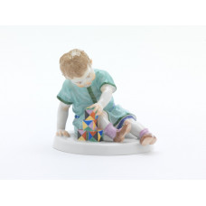 Kind m.Baustein., Bunt staffiert, H 11 cm